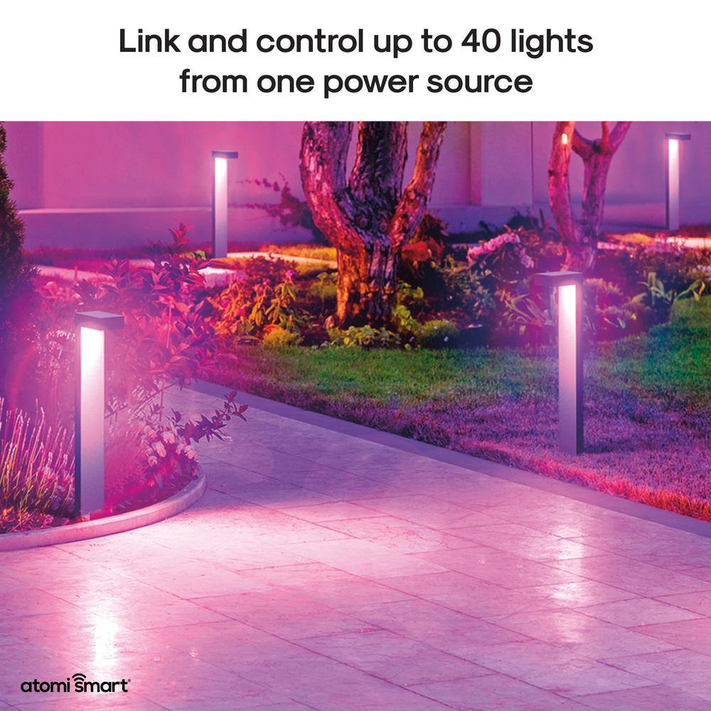 atomi smart Smart Wi-Fi Plug-In Powder Coated Aluminum Black LED Path Light Extension Kit with Smart Wi-Fi Control (2-Pack)