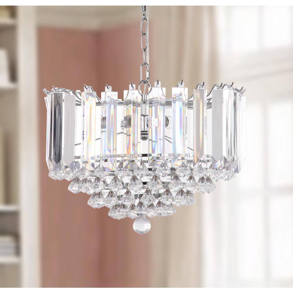 SAFAVIEH Hampton 2-Light Chrome/Clear Crystal Hanging Pendant Lighting