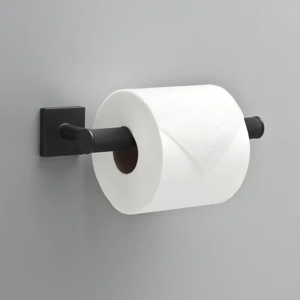 Delta Averland Wall Mount Pivot Arm Toilet Paper Holder Bath Hardware Accessory in Matte Black