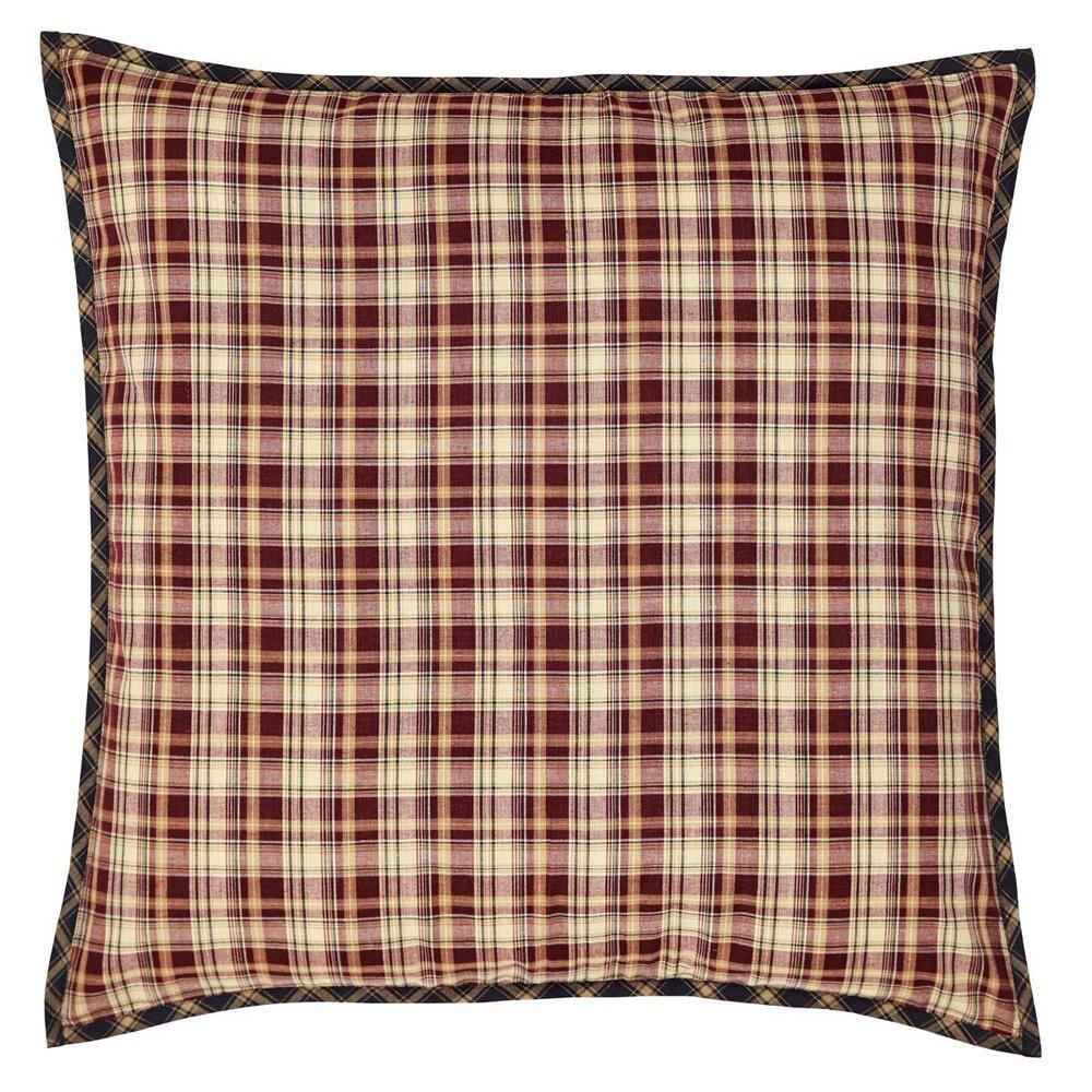 VHC BRANDS Beckham Rust Khaki Black Primitive Plaid Cotton Euro Sham