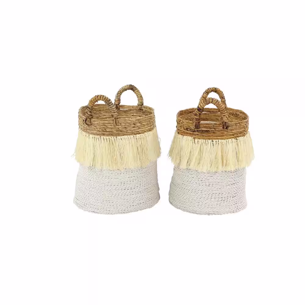 CosmoLiving by Cosmopolitan White Sea Grass Eclectic Storage Basket (Set of 2)