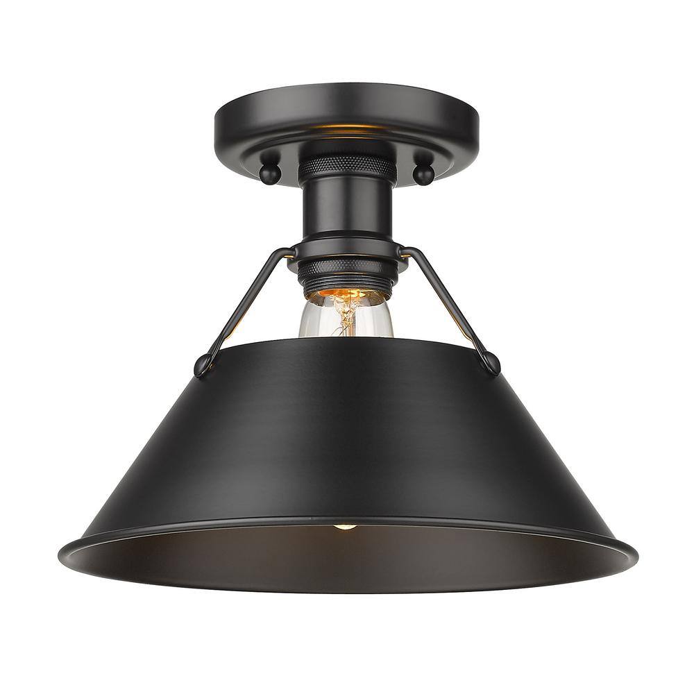 Golden Lighting Orwell 10 in. 1-Light Matte Black Flush Mount