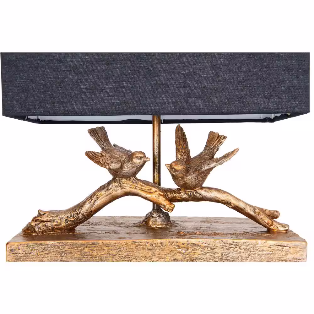 Storied Home 11.5 in. Rustic Gold Bird Lamp with Rectangle Shade