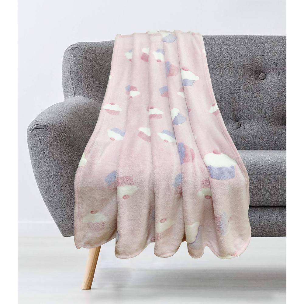 Harper Lane Kids Cupcakes Glow in the Dark Pink 50 in. x 60 in. Throw