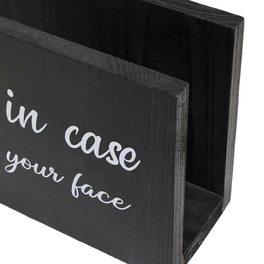 Elegant Designs Black Modern Wooden Portable Kitchen Caddy Just in Case, Wipe Your Face Napkin Holder and Cup Holder Set for Events