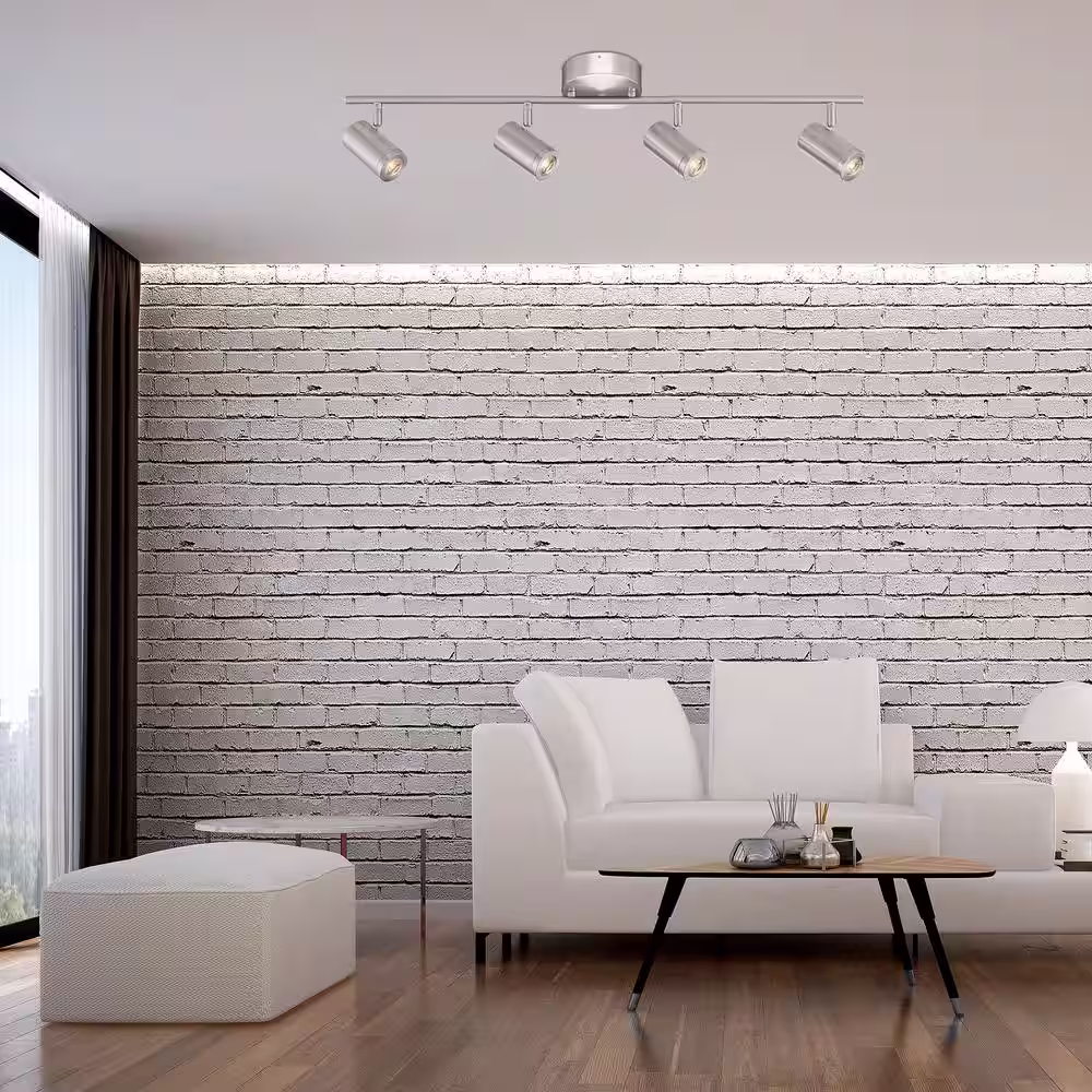 EnviroLite 2.5 ft. 4-Light Brushed Nickel Integrated LED Fixed Track Lighting Kit