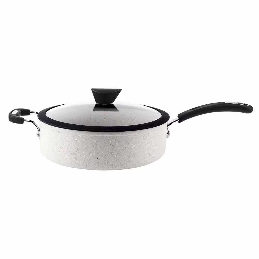Ozeri Stone Earth 5.3 Qt. Aluminum Ceramic Nonstick All-In-One Sauce Pan in Warm Alabaster