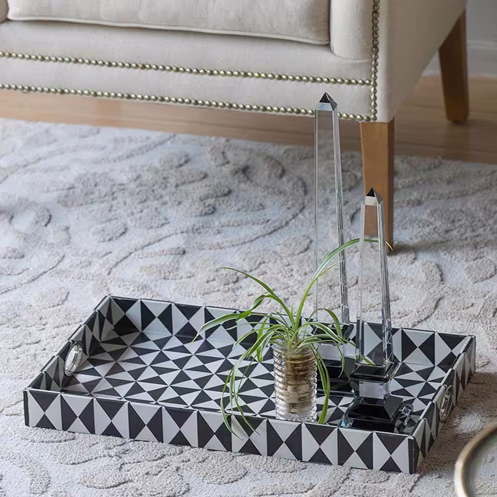 A & B Home Hanley Geometric Black, White Trays (Set of 2)