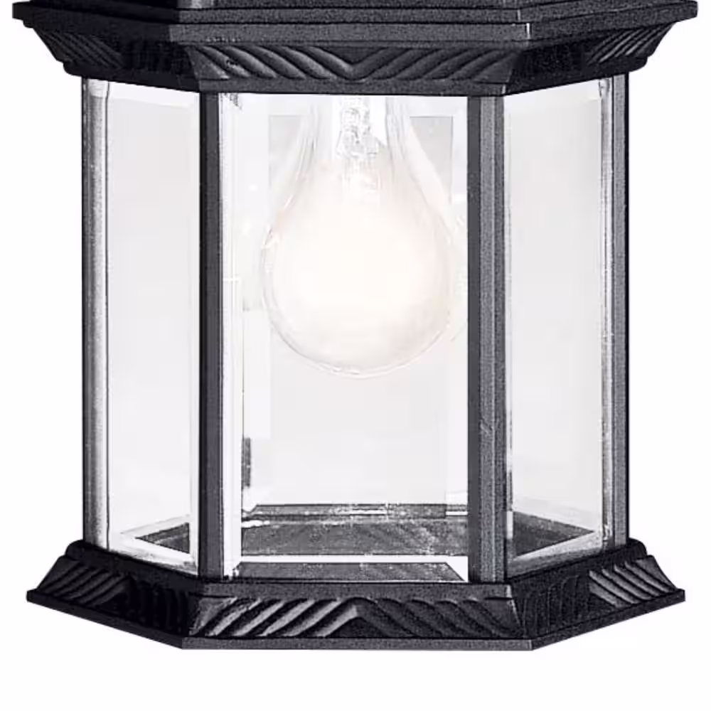 KICHLER Barrie 1-Light Black Integrated LED Outdoor Porch Hanging Pendant Light with Clear Beveled Glass (1-Pack)