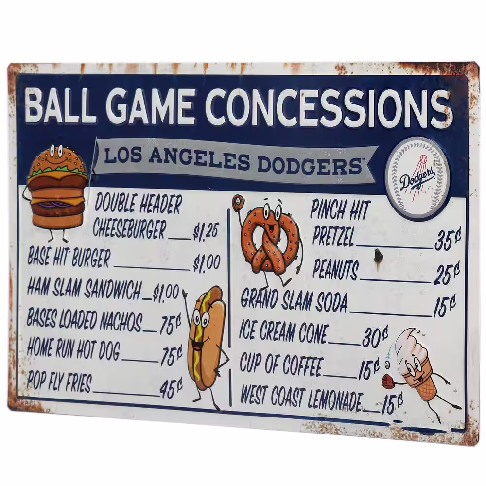 Open Road Brands Los Angeles Dodgers Ball Game Concessions Metal Sign