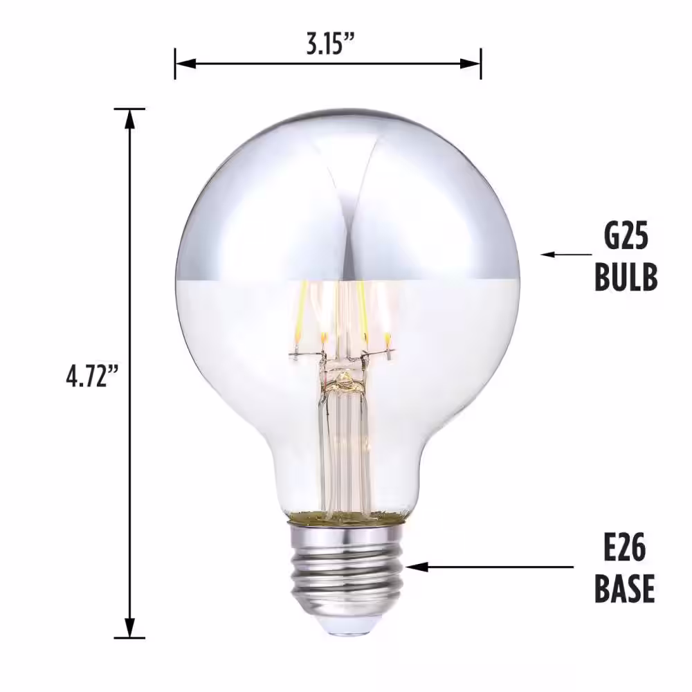 Westinghouse 40-Watt Equivalent G25 Dimmable Half Chrome Edison Filament LED Light Bulb Soft White (6-Pack)