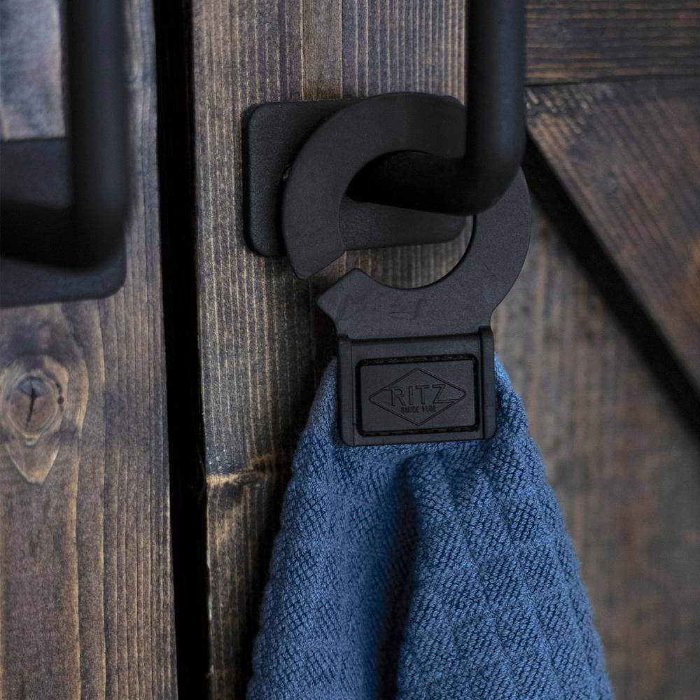 RITZ Hook and Hang Federal Blue Woven Cotton Pattern Kitchen Towel (Set of 2)