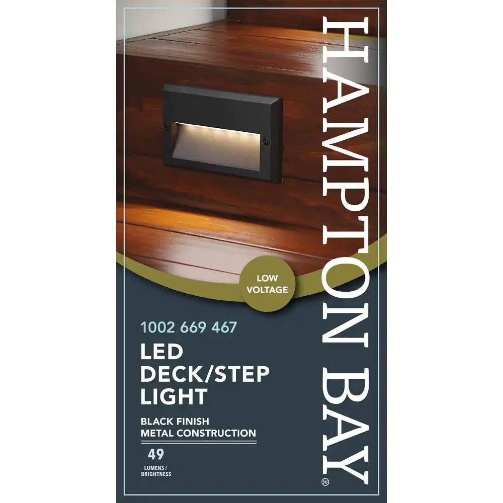 Hampton Bay 10-Watt Equivalent 5.5 in. Low Voltage Black Integrated LED Deck Light