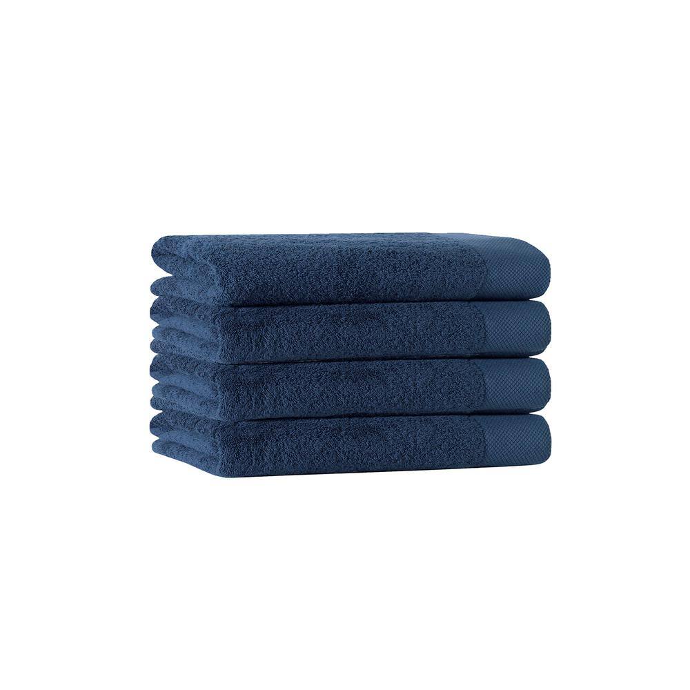 None Signature 4-Pieces Denim Turkish Cotton Hand Towels