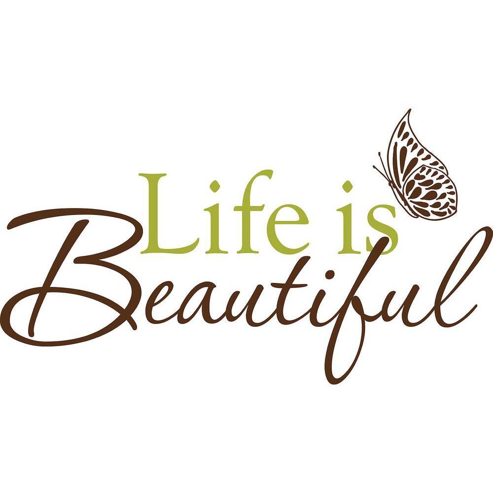 WallPops 3.5 in. x 2 in. Life Is Beautiful Quote Wall Decal