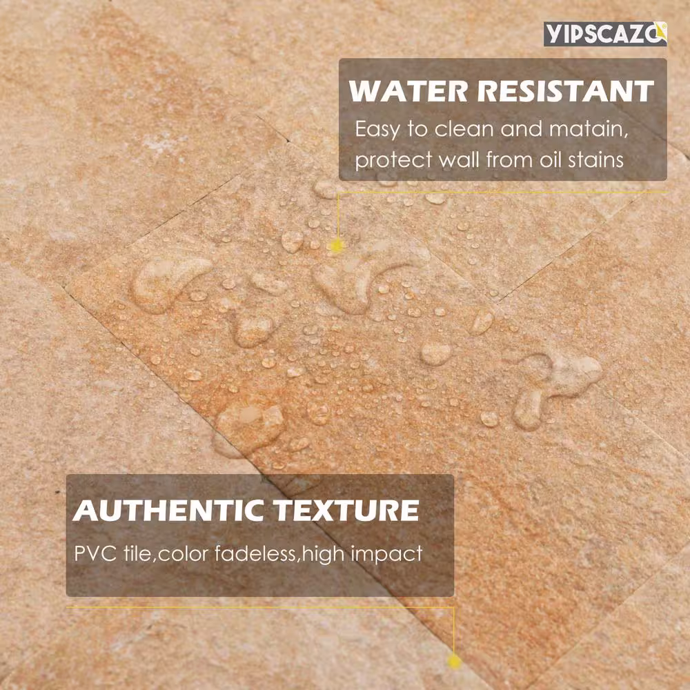 Yipscazo Subway Collection Castle Cream Yellow 12 in. x 12 in. PVC Peel and Stick Tile (5 sq. ft./5-Sheets)