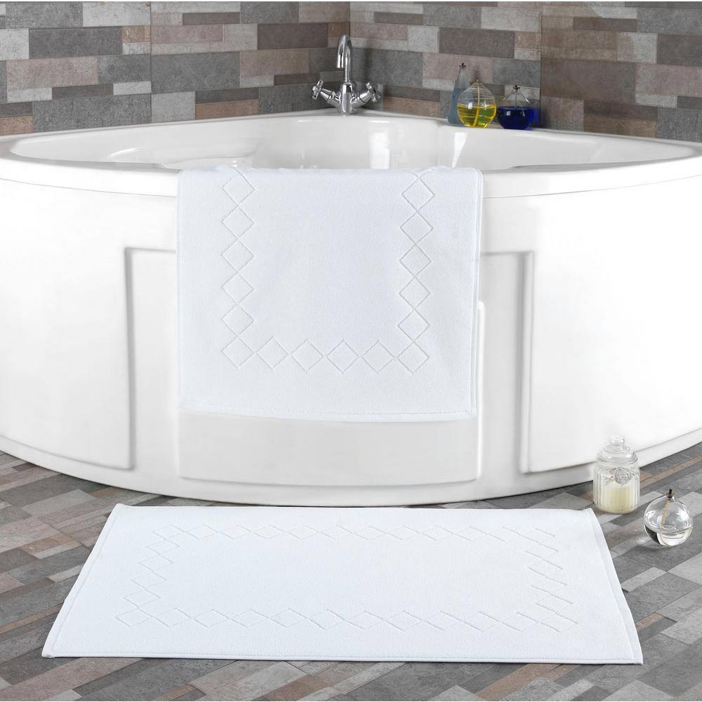 Enchante Home Gracious 2-Pieces White Turkish Cotton Bath Mats