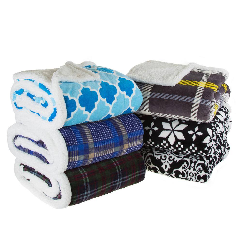 Lavish Home Plaid Fleece Sherpa Throw