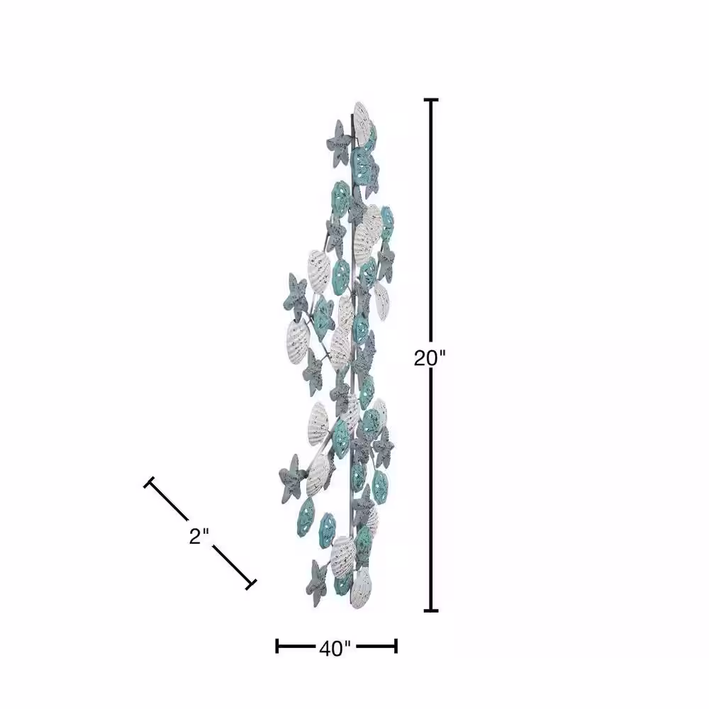 StyleCraft Seascape Weathered White, Blue Metal Wall Sculpture