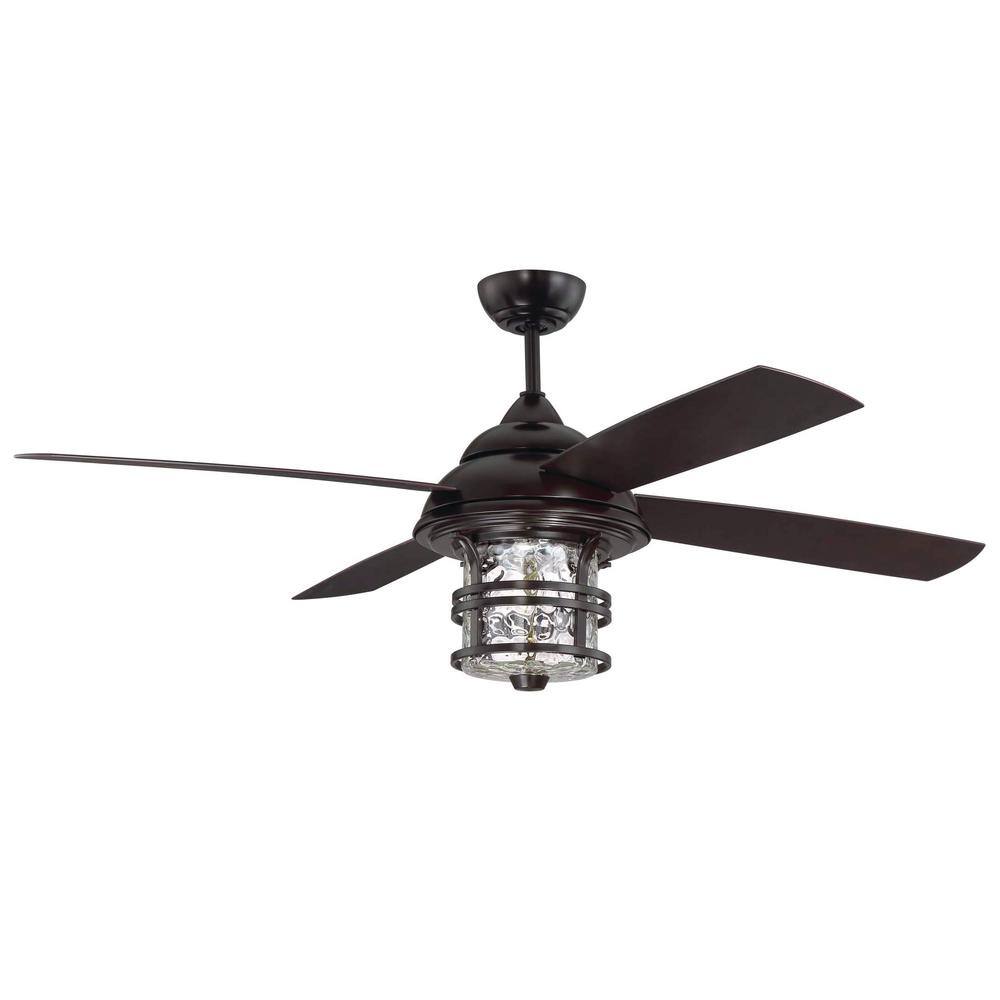 CRAFTMADE Courtyard 56 in. Heavy-Duty Indoor/Outdoor Dual Mount Oiled Bronze Finish Ceiling Fan, LED Light and Remote/Wall Control