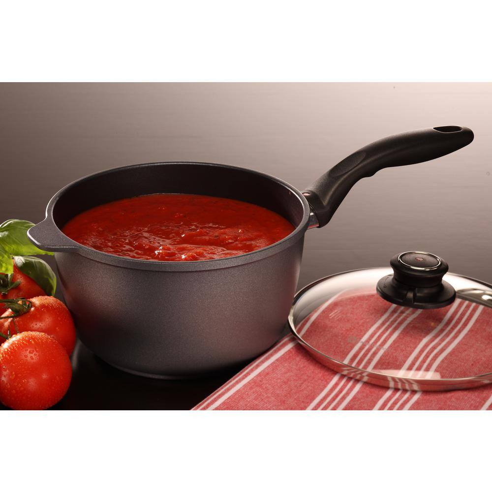 Swiss Diamond 8 in. (3.2 Qt) Saucepan HD Classic Nonstick Diamond Coated Aluminum, Includes Lid