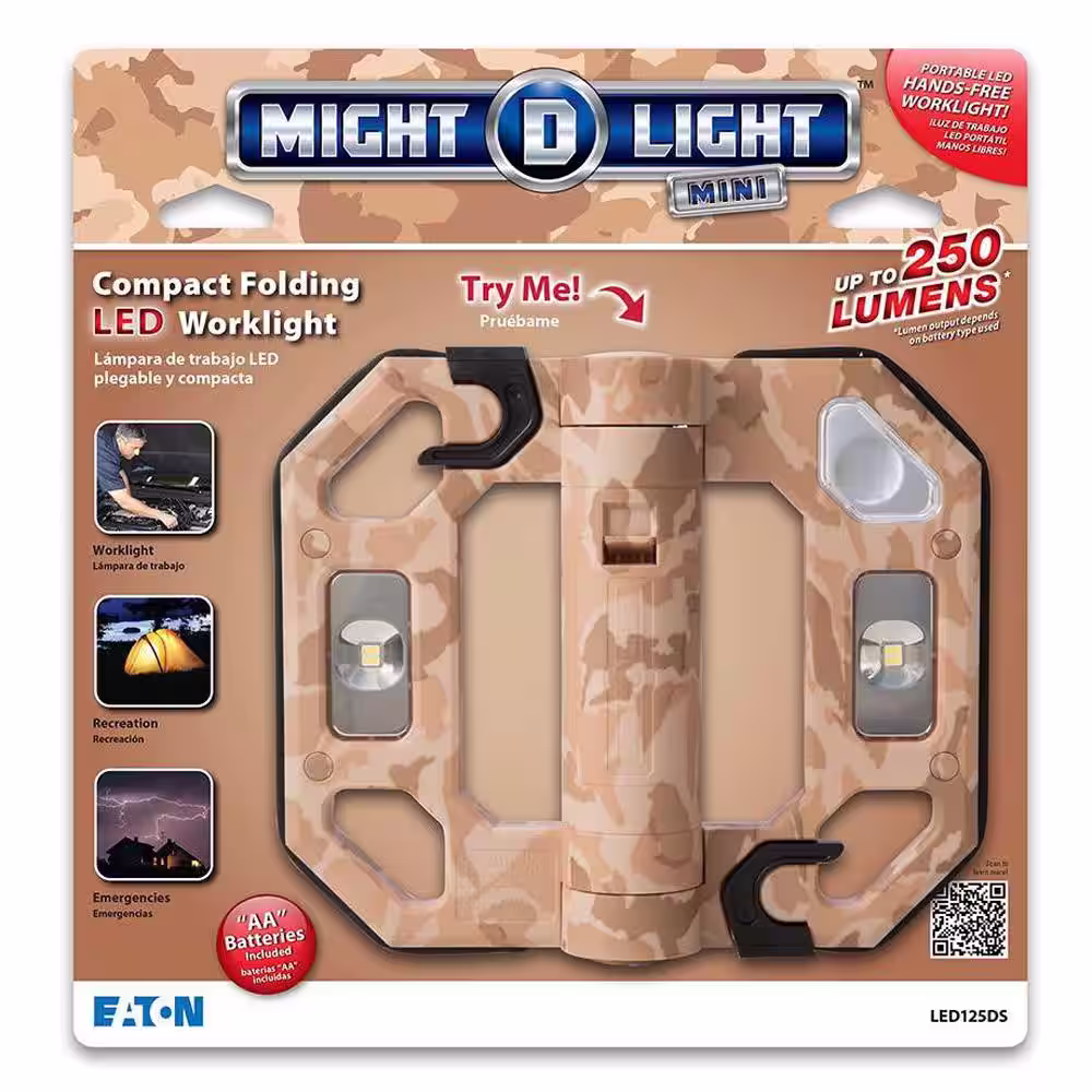 Might-D-Light 200-Lumen Mini Compact Folding LED Work Light - Desert Sand