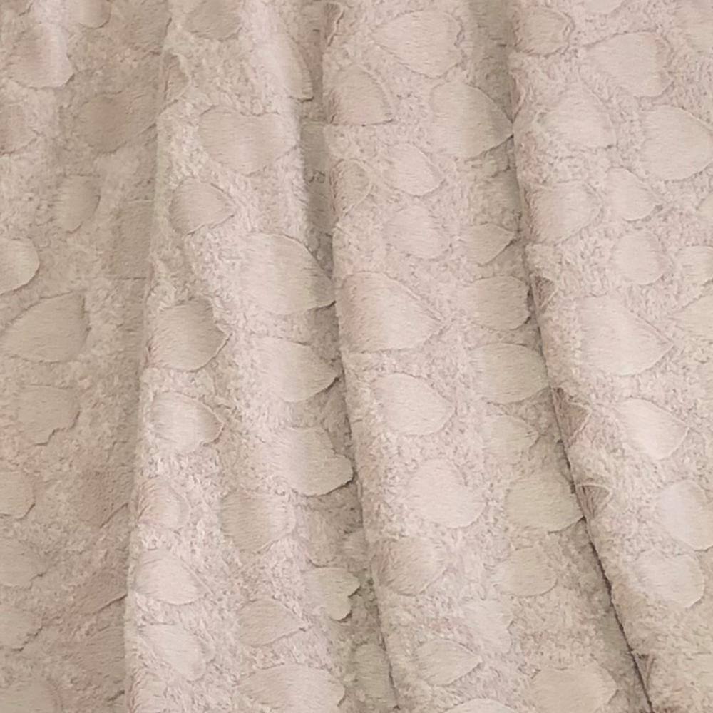 Harper Lane Genoa Faux Fur Sherpa Tan Hearts Throw Blanket 50 x 60inches