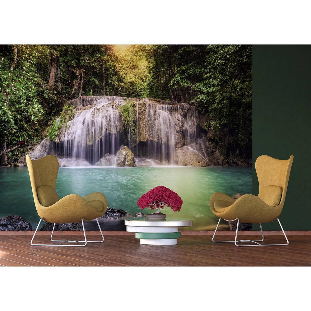 Dundee Deco Rock Waterfall Mountain Lake in the Forest Non-Woven Wall Mural