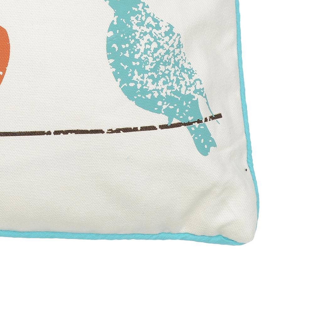 None Ashbury Spring Multicolor Birds Screenprint 14 in. x 18 in. Throw Pillow