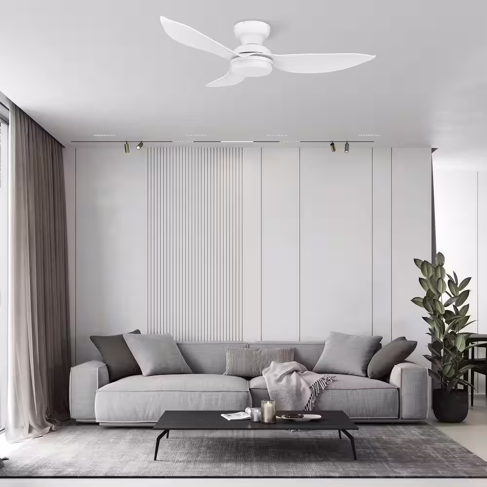 CARRO Daisy 45 in. Dimmable LED Indoor White Smart Ceiling Fan with Light and Remote, Works with Alexa and Google Home