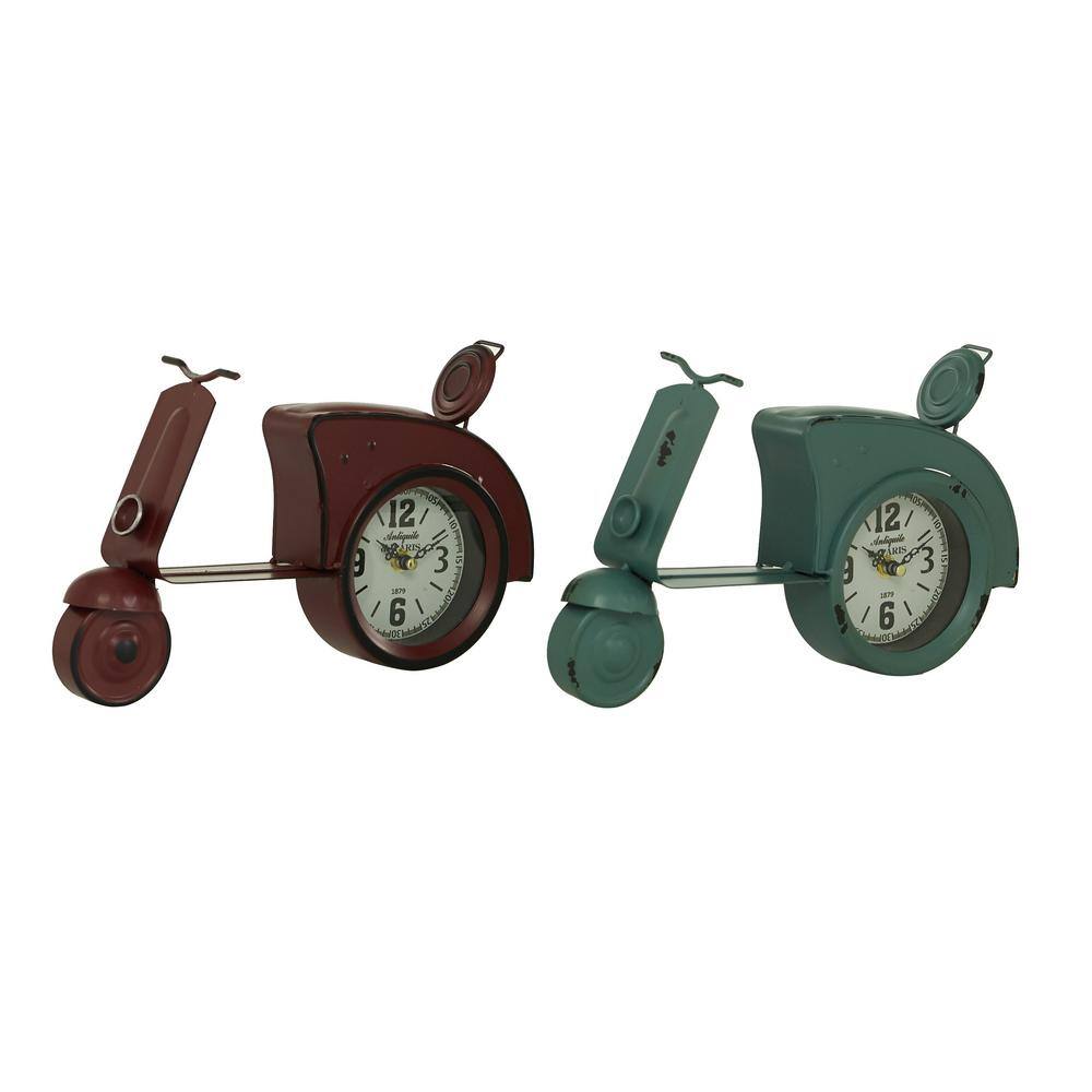 Litton Lane Multi Color Metal Country Cottage Analog Tabletop Clock (Set of 2)