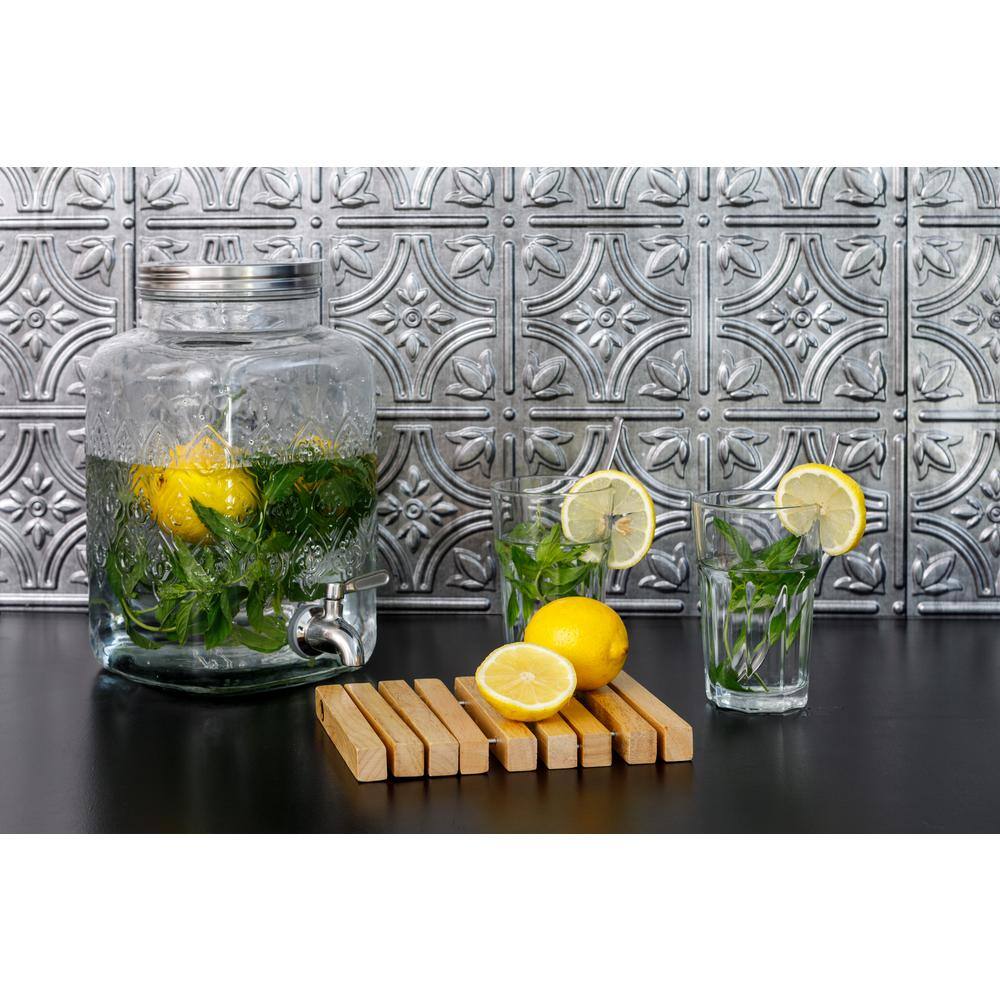 None 18.5 in. x 24.3 in. Empire Decorative 3D PVC Backsplash Panels in Crosshatch Silver 30-Pieces