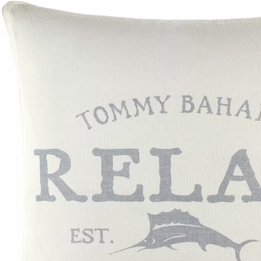 Tommy Bahama Relax Gray Graphic Cotton 18 in. x 18 in. Throw Pillow