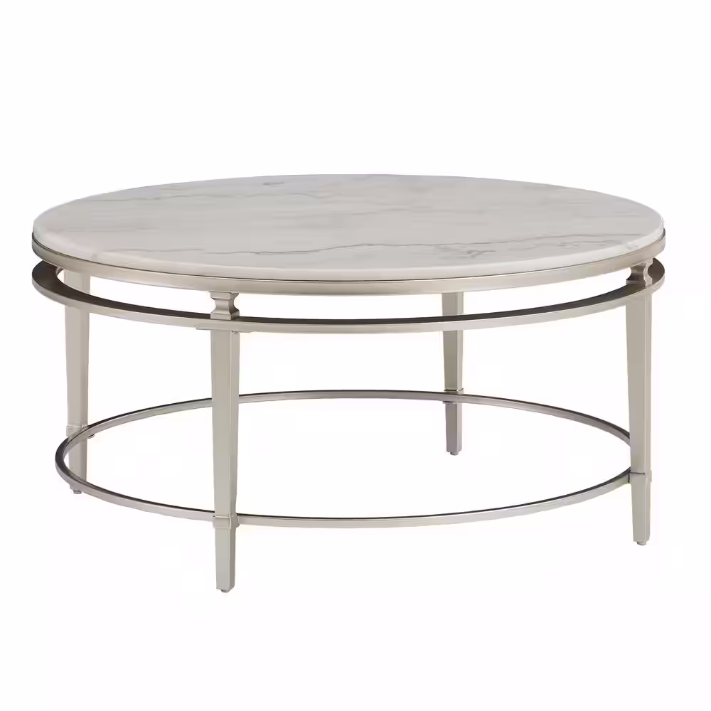 HomeSullivan Champagne Silver Marble Top Coffee Table
