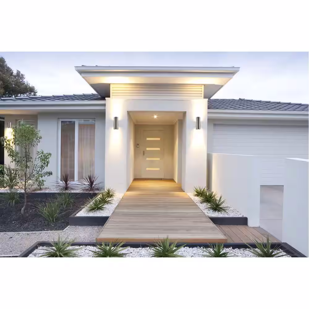 Westinghouse 2-Light Polished Graphite on Steel Cylinder Outdoor Wall Lantern Sconce