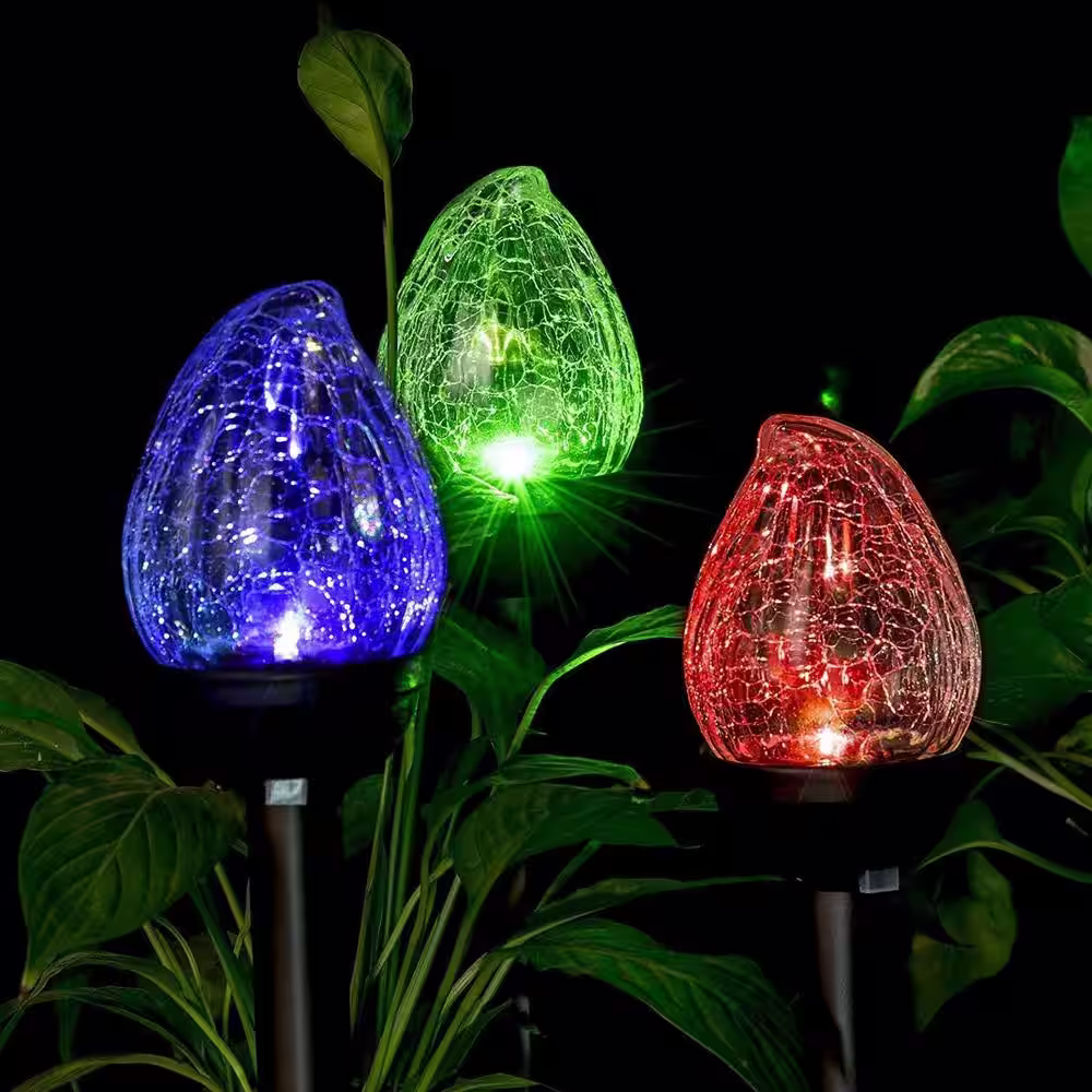 None Solar Bronze LED Path Light with Color-Changing, 2 Modes (3-Pack)