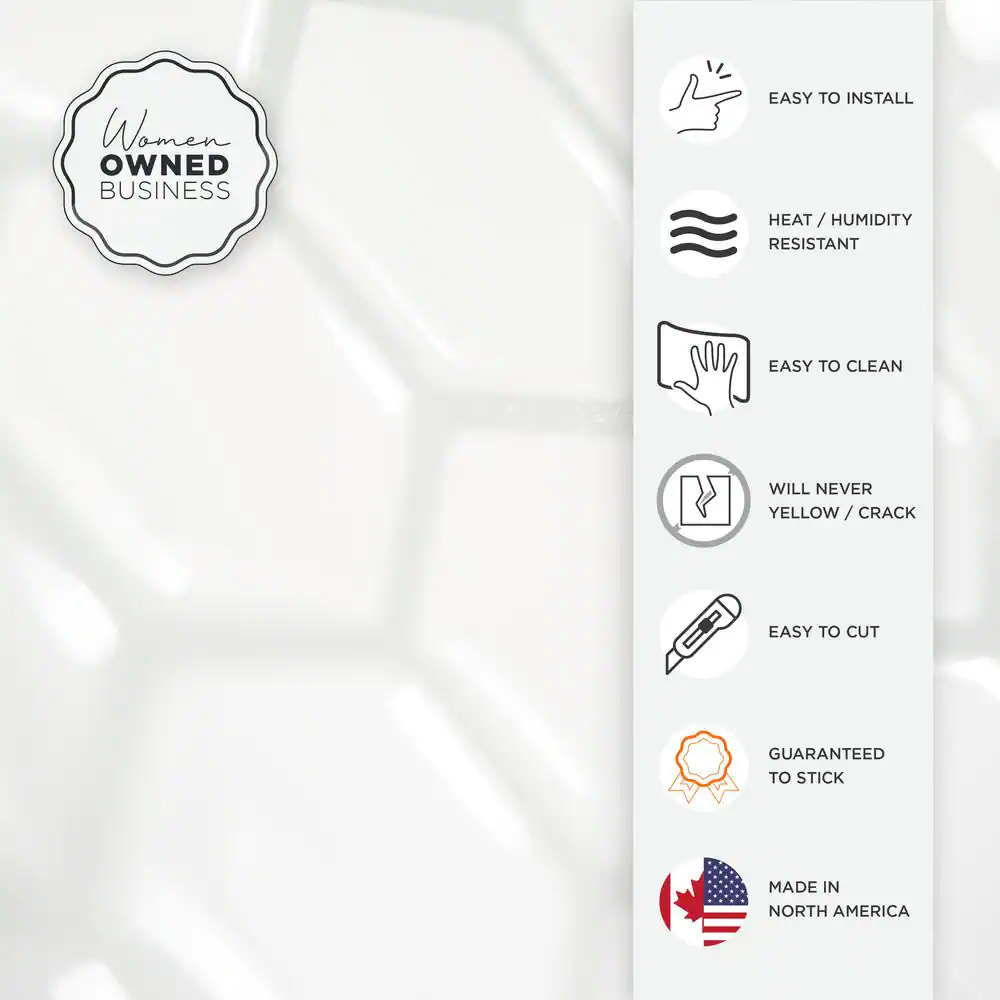 smart tiles Hexago White 11.27 in. x 9.63 in. Vinyl Peel and Stick Tile (2.80 sq. ft./4-pack)