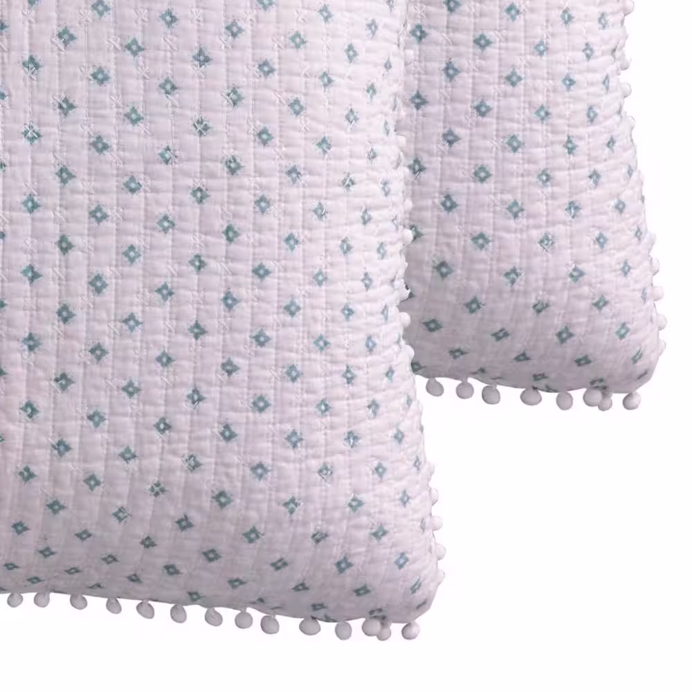 None Ditsy Spa 2-Piece Blue Mini Medallion Quilted Cotton Euro Sham (Set of 2)