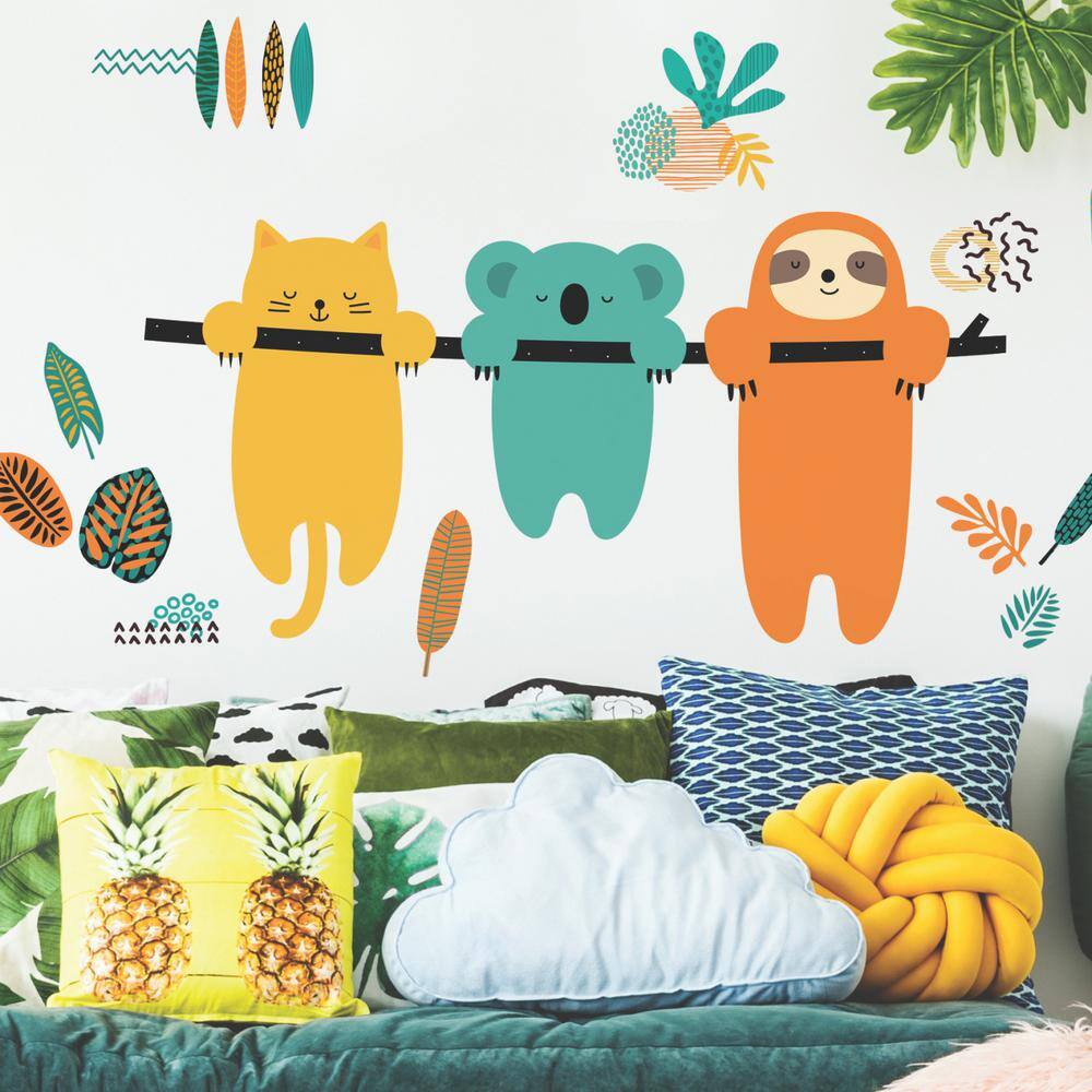 RoomMates Orange and Teal and Yellow Koala and Sloth Giant Wall Decals