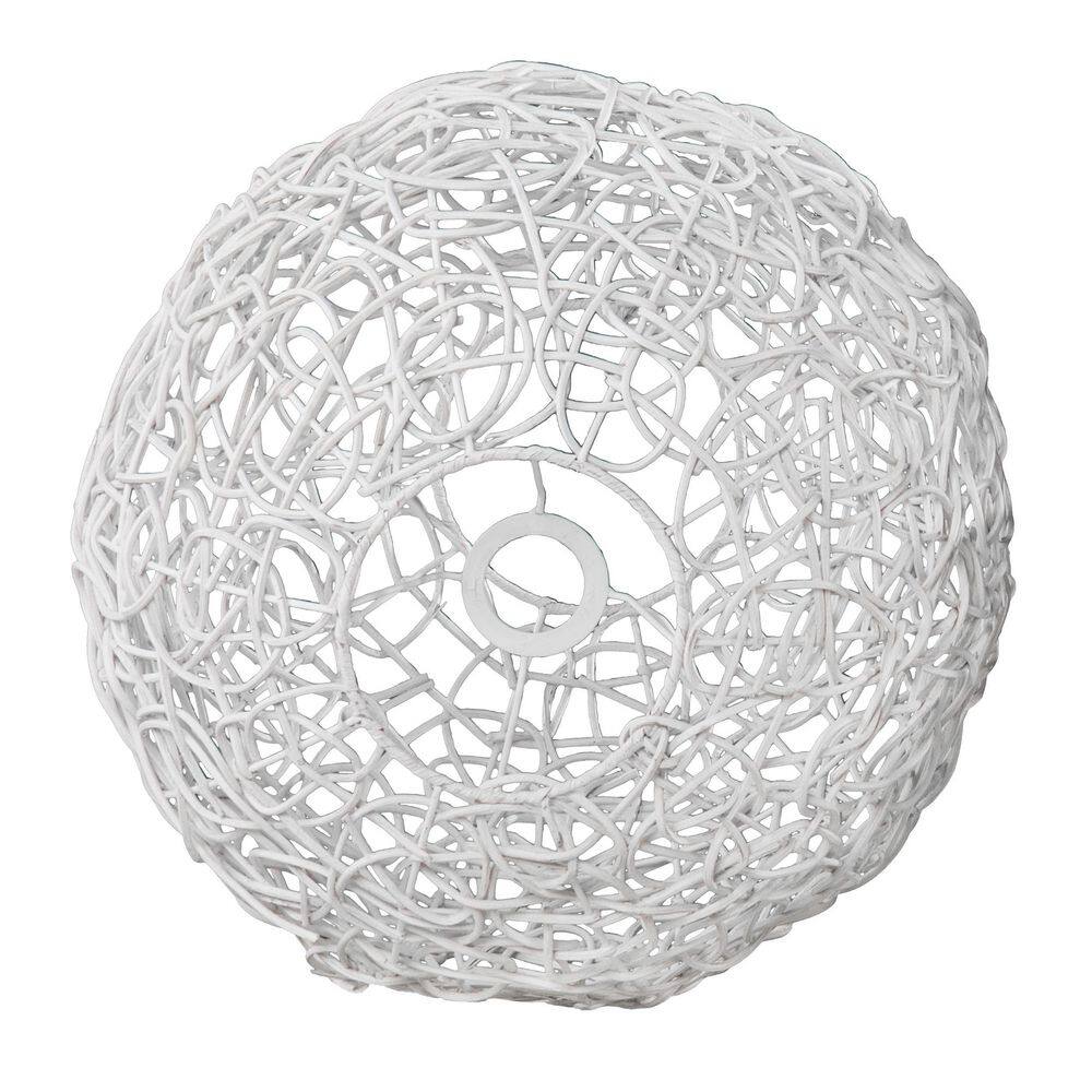 None Alakesh 15.5 in. W x 15.5 in. D x 15.5 in. H 1-Light Round Pendant Woven Shade in White