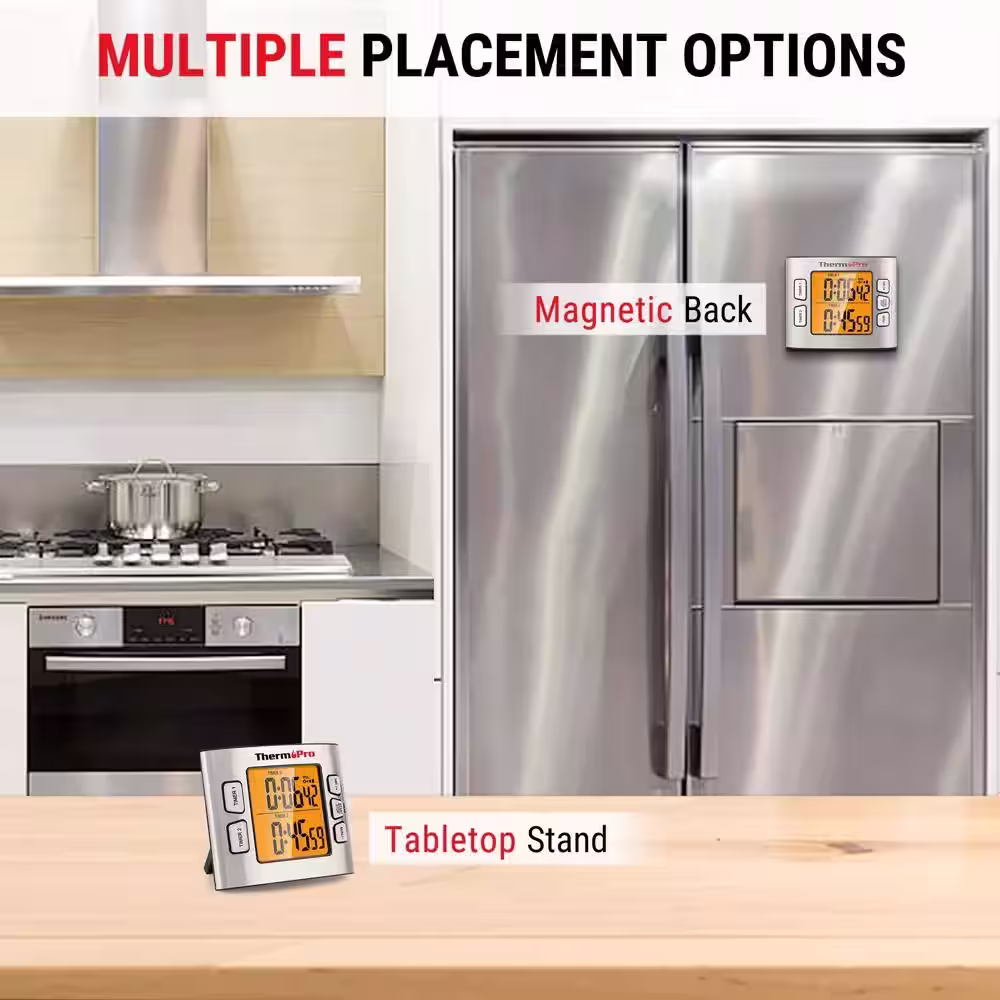 ThermoPro TM02W Digital Kitchen Timer with Adjustable Loud Alarm and Backlight LCD Big Digits