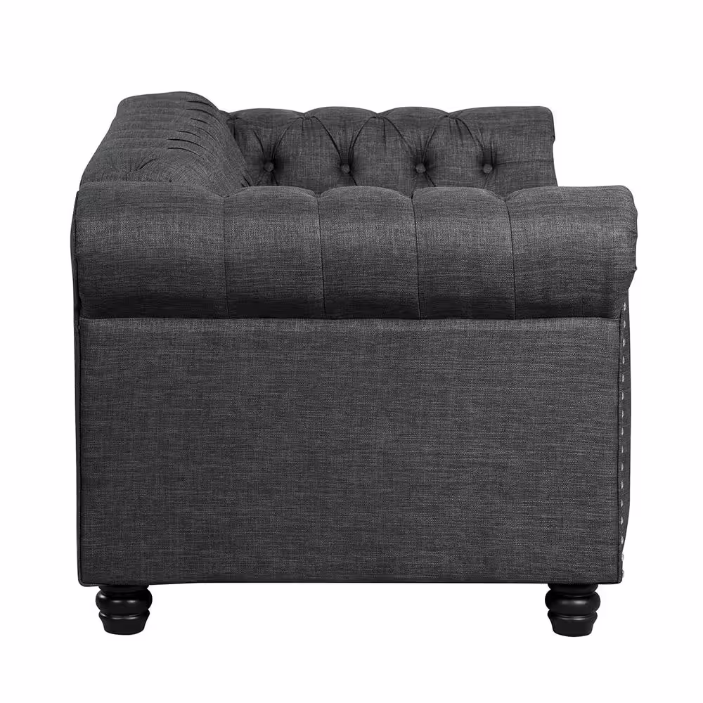 Morden Fort Linen Couches for Living Room Sets, Chair, Loveseat and Sofa 3-Pieces Top Gray