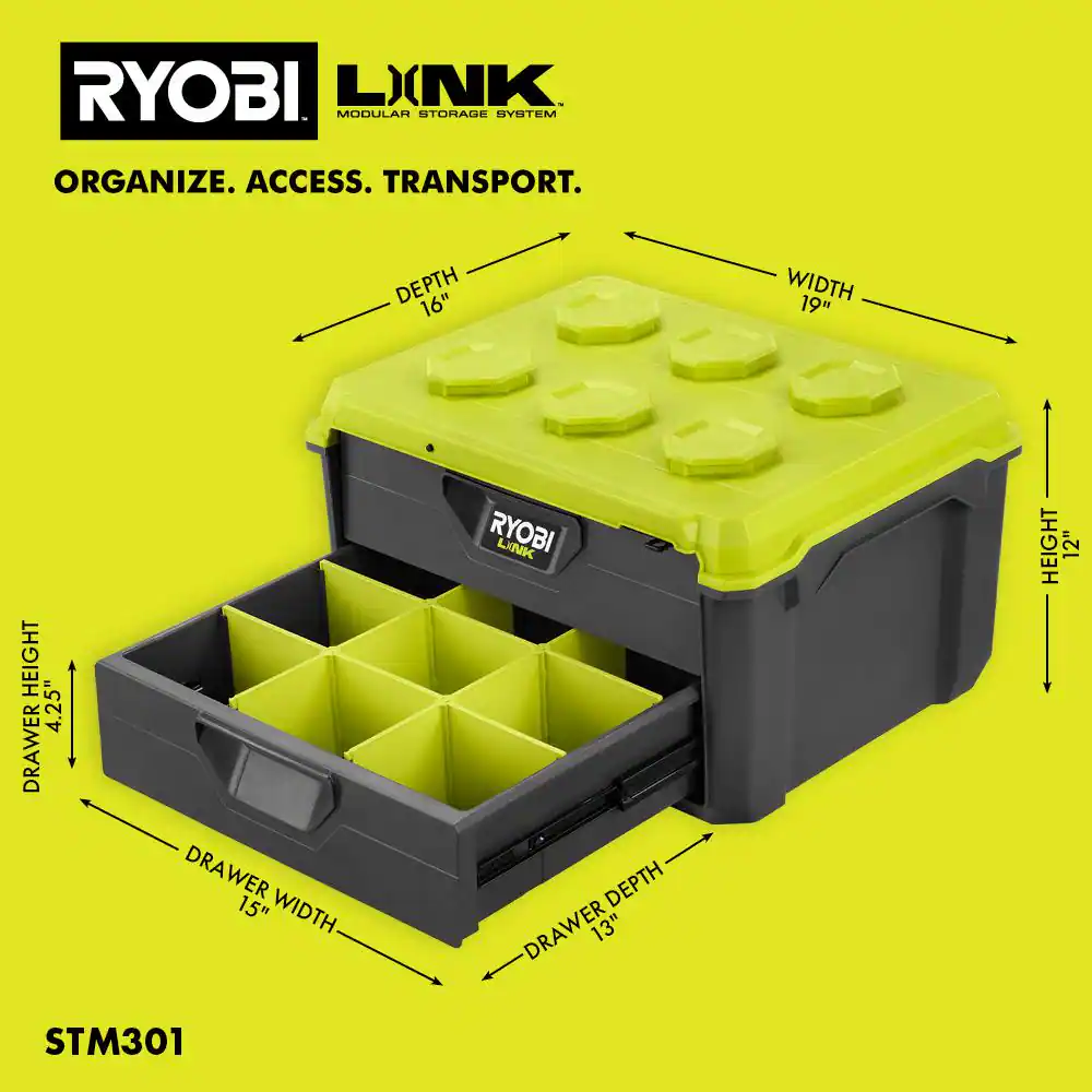 RYOBI LINK 2-Drawer Modular Tool Box