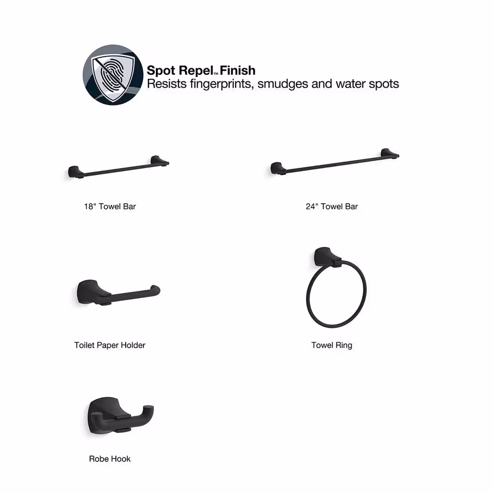 KOHLER Rubicon Single Robe Hook in Matte Black