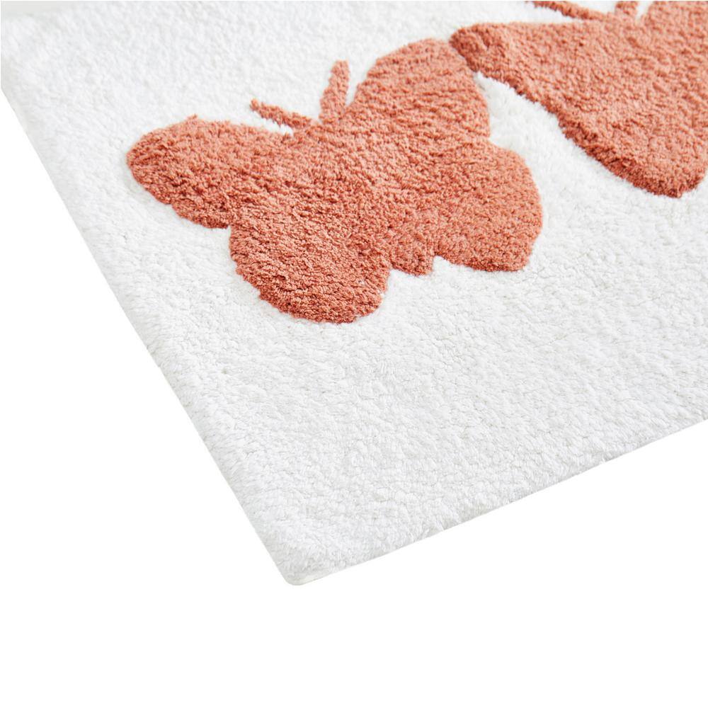 None Butterfly Trio 20 in. x 32 in. Multi-Colored Novelty Cotton Rectangular Bath Mat