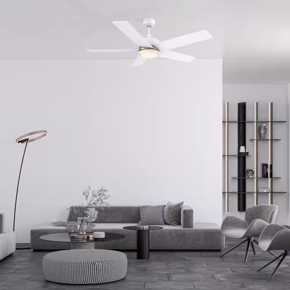 CARRO Lakeland 52 in. Integrated LED Indoor/Outdoor White Smart Ceiling Fan with Light and Remote, Works w/Alexa/Google Home