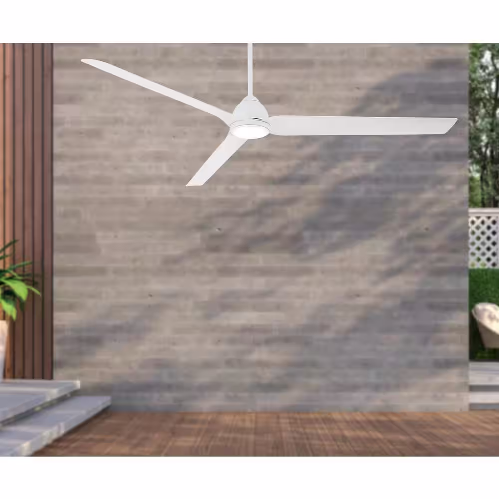 MINKA-AIRE Java Xtreme 84 in. Integrated LED Indoor/Outdoor Flat White Smart Ceiling Fan with Remote Control
