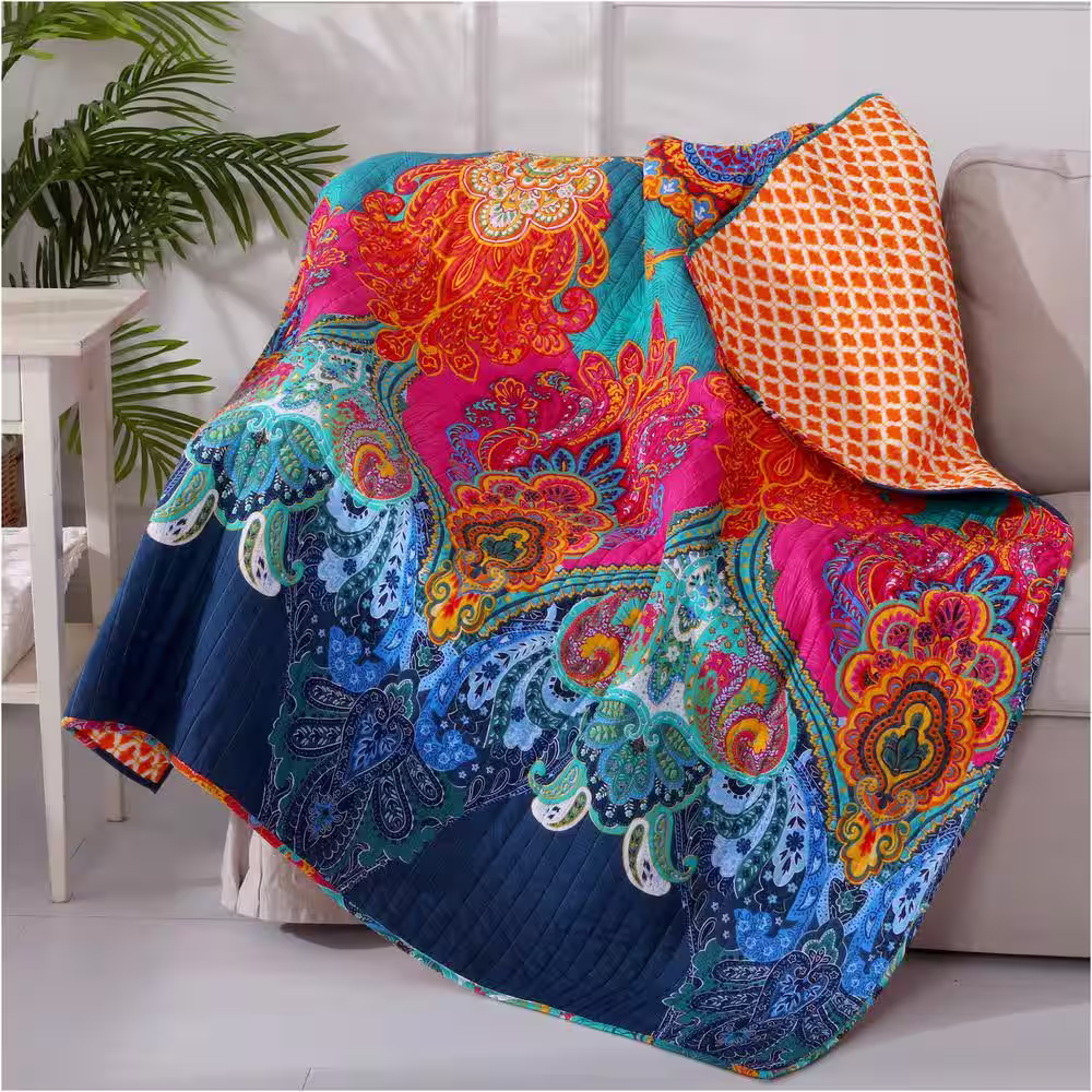 LEVTEX HOME Mackenzie Multi-Colored Quilted Cotton Throw Blanket