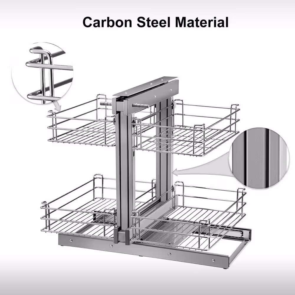 VEVOR Pull Out Blind Corner Cabinet 15.7 in. Opening Chrome Soft Close 4 Shelf Slide Out Kitchen Cabinet Organizer
