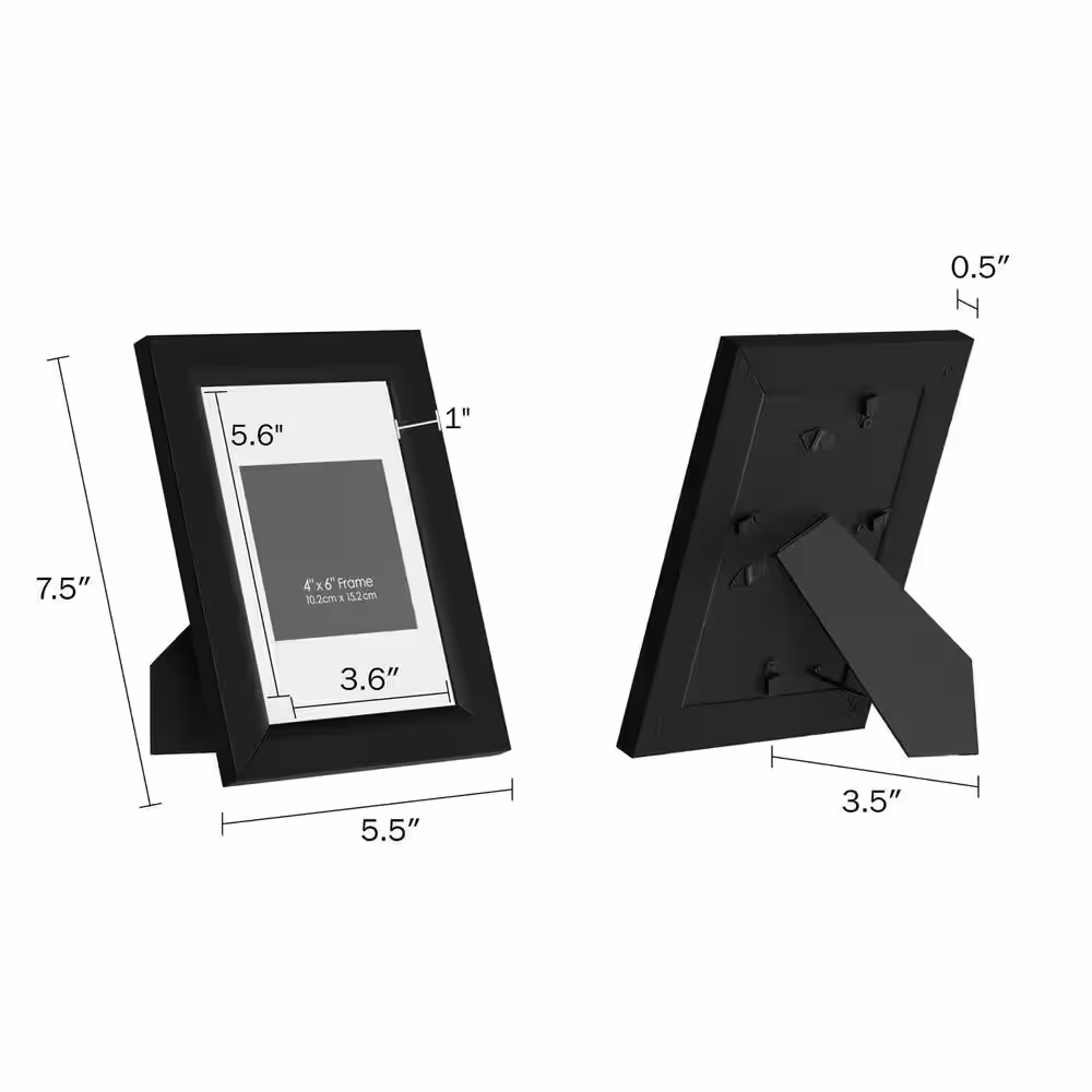 None 4 in. x 6 in. Modern Black Gallery Picture Frames (Set of 6)